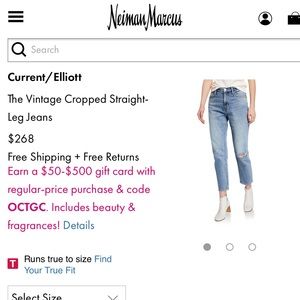 NWT!! CURRENT/ELLIOTT VINTAGE CROPPED SLIM JEAN!!